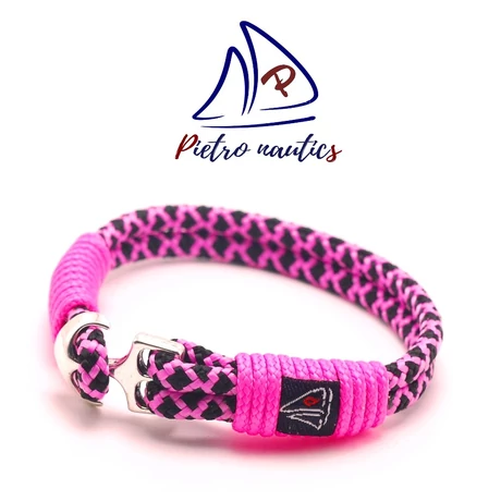 pietro-nautics-neon-rozsaszin-fekete-gyemant-mintas-vitorlas-karkoto-horgonyos-4mm-2soros