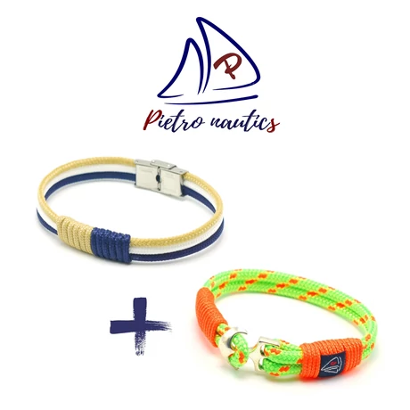 pietro-nautics-sotetkek-feher-bezs-szinu-vitorlas-karkoto-3mm-3soros-orakapoccsal-neon-zold-neon-narancs-mintas-vitorlas-karkoto-4mm-2soros-horgonnyal